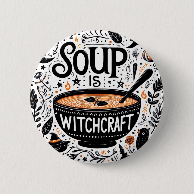 Magical Soup Badge - Kitchen Witch Button (Front)