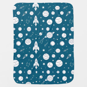 🚀🌠 Magical Space Blue Nursery Decor 🌌✨ Baby Blanket