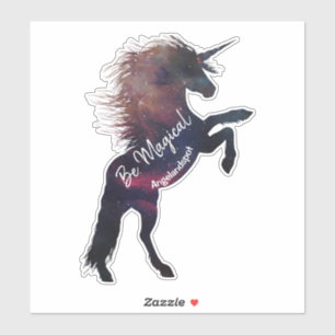 Magical Space Unicorn with Customizable Text Sticker