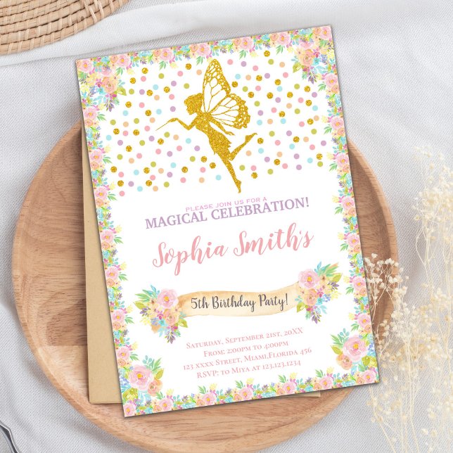 Magical Sparkle Party Card for Girls (Glitter Fairy Birthday Invitations)