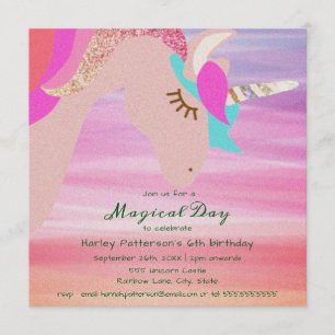 Magical Sparkling Unicorn Birthday Invitation