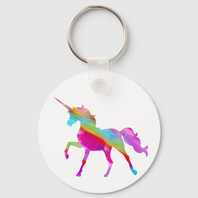Magical sparkly rainbow prancing unicorn keychain (Front)