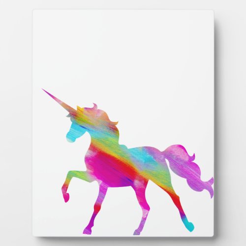 Magical sparkly rainbow prancing unicorn plaque