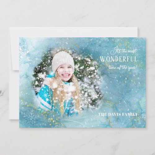 Magical Sparkly Winter Snow Photo Holiday Card
