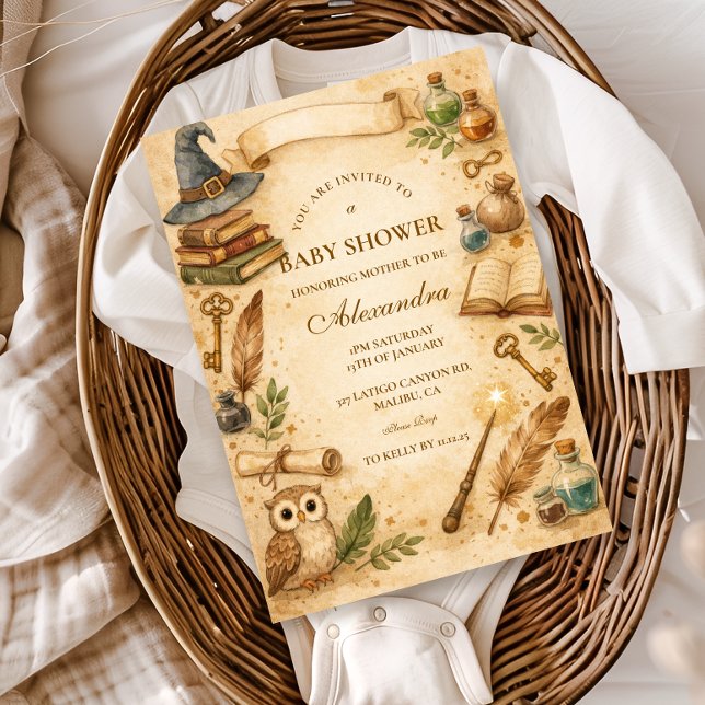 Magical Spellbook Wizard Baby Shower Invitation (Creator Uploaded)