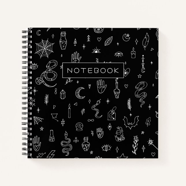 Magical Spooky Witchy Things And Symbols Notebook (Front)