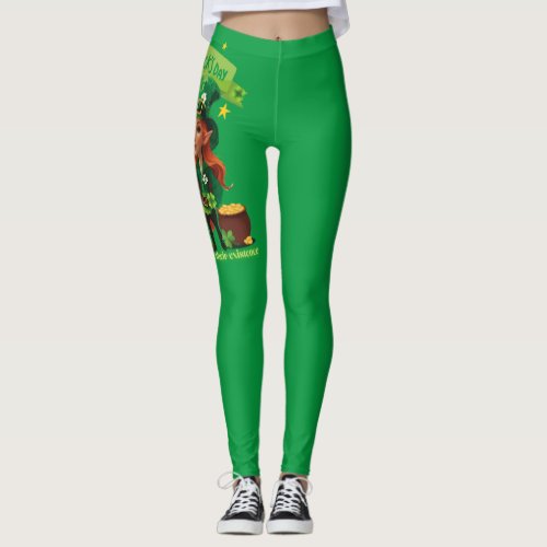 Magical St Patricks Day with a Charming Leprecha Leggings