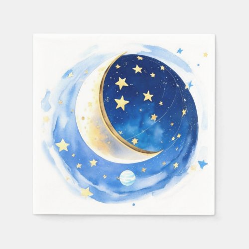 Magical Starry Night Boy Baby Shower Napkins