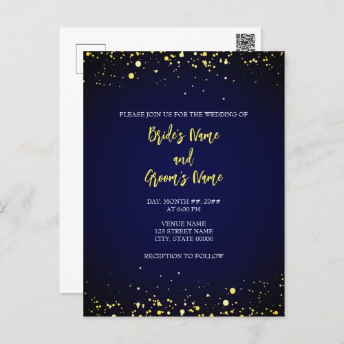 Magical Starry Night Wedding Invitation Postcard