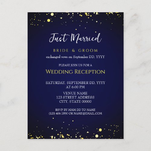 Magical Starry Night Wedding Reception Eloped Postcard
