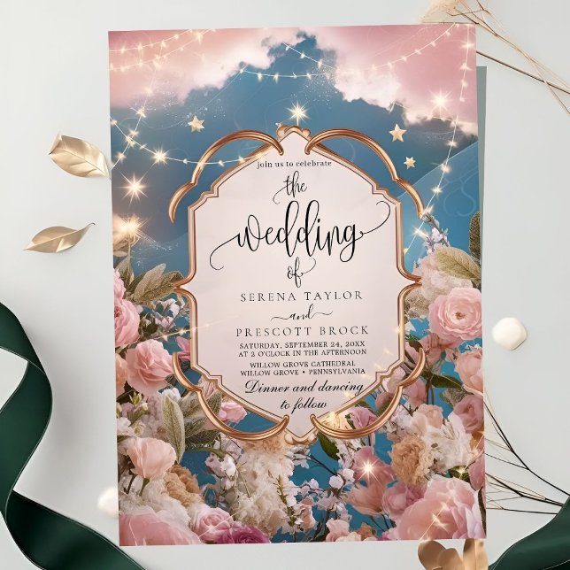Magical Stars and Sparkles Modern Wedding Invitation (Creator Uploaded)