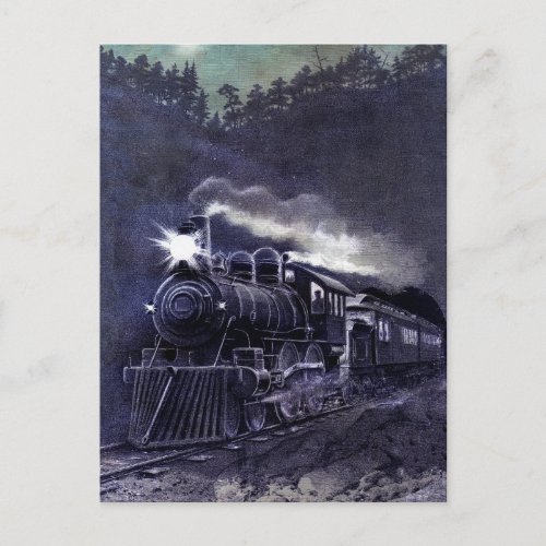 Magical Steam Engine Victorian Train Postcard