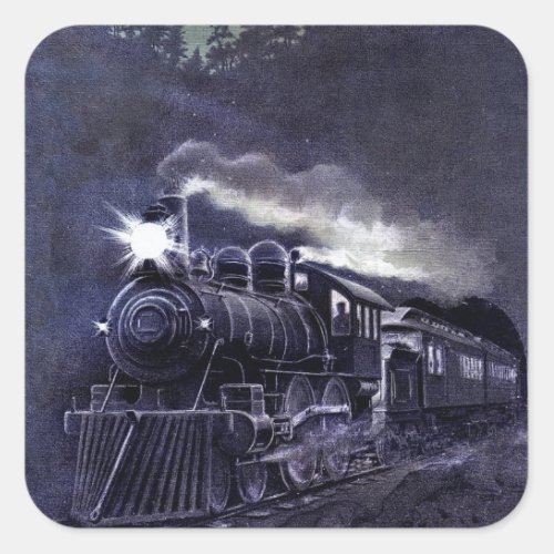 Magical Steam Engine Victorian Train Square Sticker