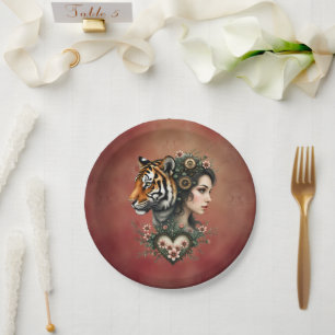 Magical steampunk floral world paper plates