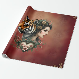 Magical steampunk floral world wrapping paper