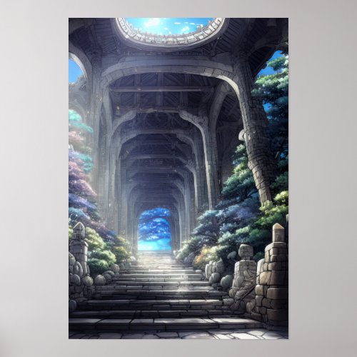Magical Stone Pathway to Enchanted Forest Poster