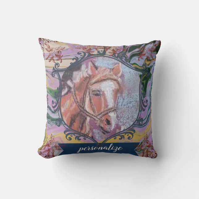 magical story book horses throw pillow (Front)