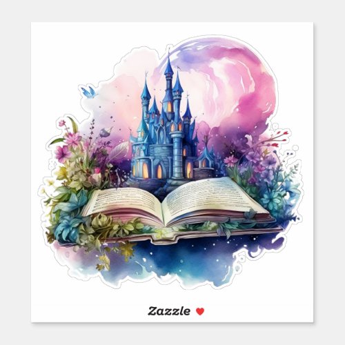 Magical storybook art Watercolor Fantasy Book Sticker