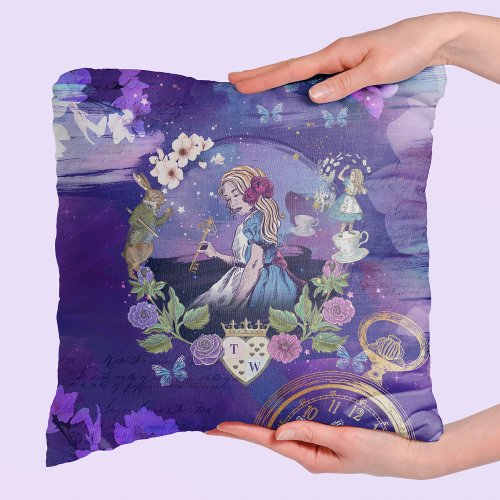 Magical Storybook Vintage Alice In Wonderland Throw Pillow