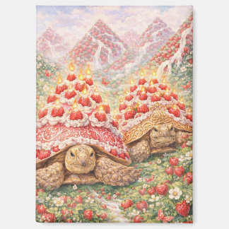 Magical Strawberry land with birthday cake turtles Magnet