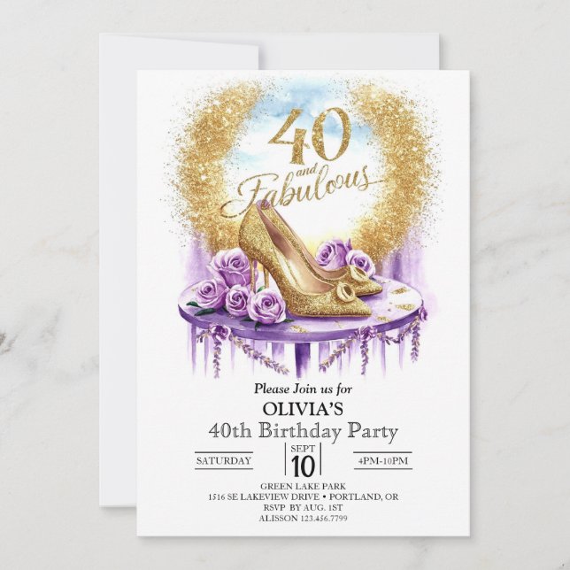 Magical Stylish Digital Gold 40th Birthday Invitation (Front)