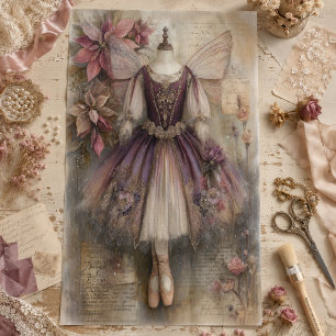 Magical Sugar Plum Fairy Ballerina Art Decoupage Tissue Paper
