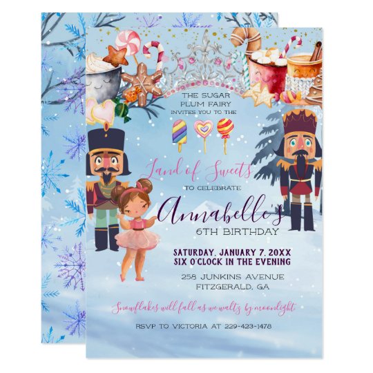 Magical Sugar Plum Fairy Nutcracker Birthday Party Invitation