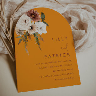 Magical Sun-kissed Boho Floral Arch Wedding Invitation