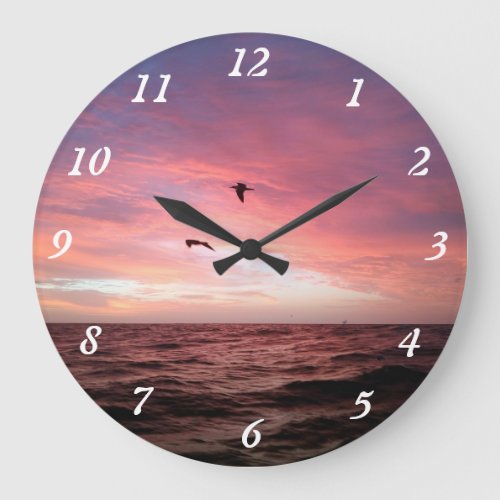Magical Sunrise in The Middle of The Ocean Large Clock