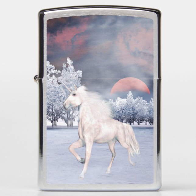 Magical sunrise unicorn zippo lighter (Front)