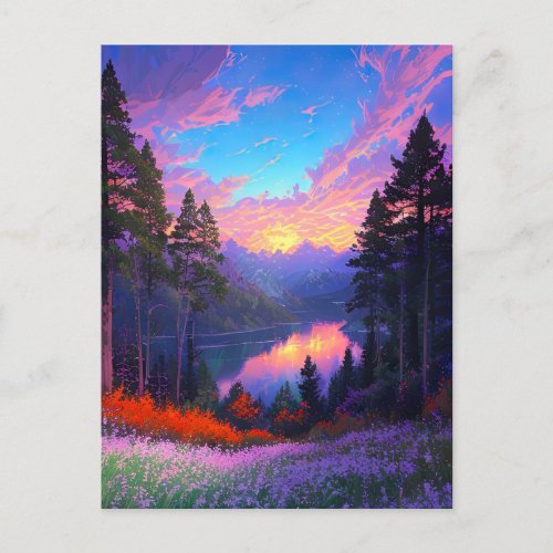 Magical Sunset in the Enchanting Valley Postcard