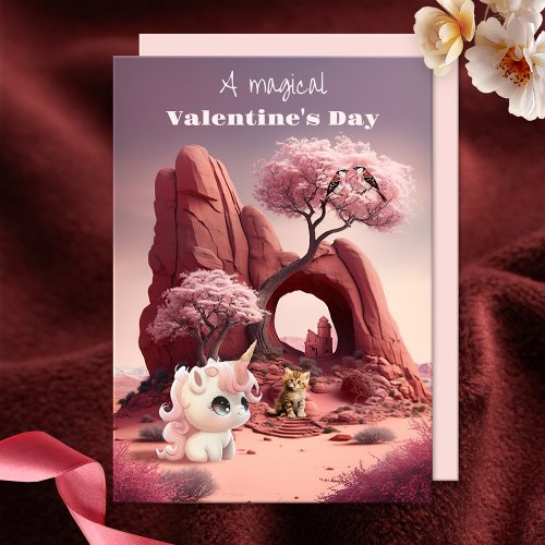 Magical Surreal Unicorn Happy Valentines Day Card