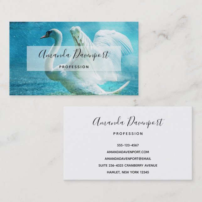 Magical Swan During a Summer Rain Shower Business Card (Front/Back)