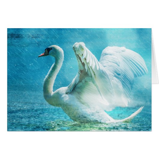 Magical Swan During a Summer Shower Cards (Front Horizontal)