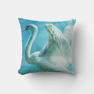 Magical Swan During a Summer Shower Throw Pillow