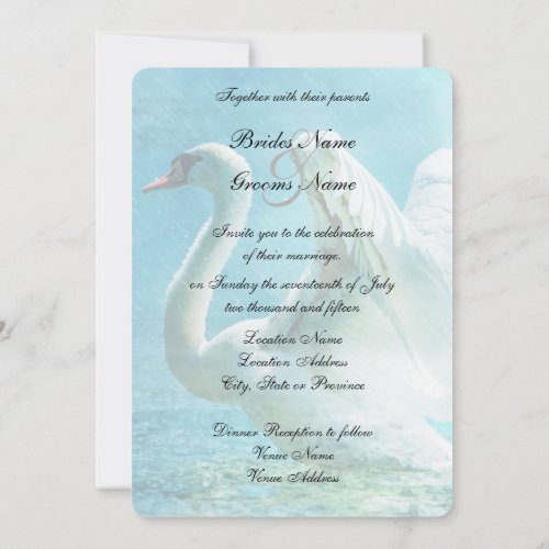 Magical Swan During a Summer Shower Wedding Invitation