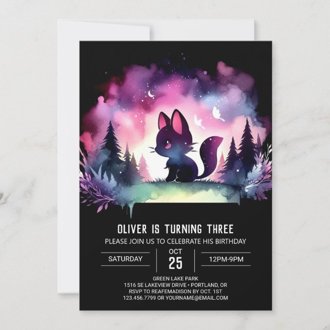 Magical Sweet Cat Birthday Invitation (Front)