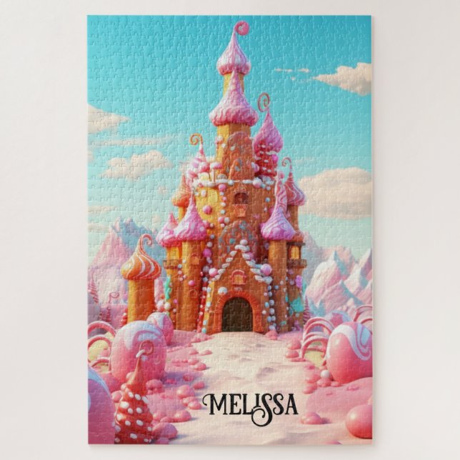Magical Sweet Purple Pink Gingerbread Houses Jigsaw Puzzle (Vertical)
