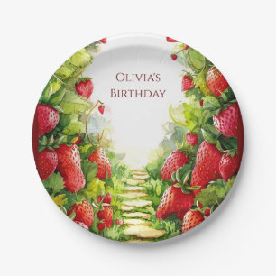 Magical Sweet Simple Strawberry Birthday Paper Plates