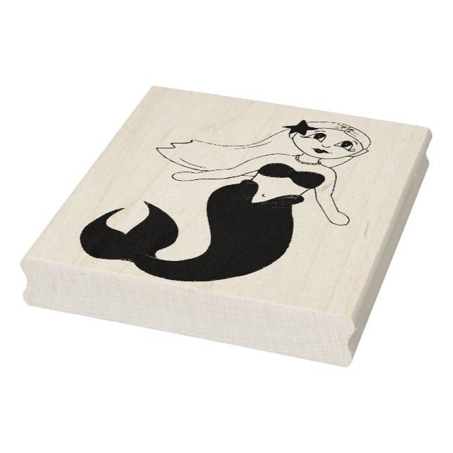 Magical Swimming Mermaid Girl Tail Ocean Sea Rubber Stamp (Stamp)