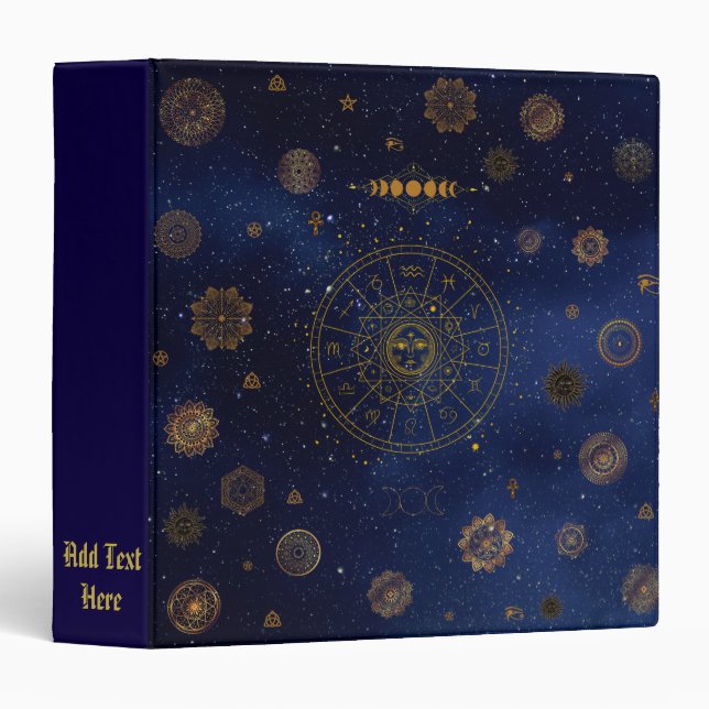 Magical Symbols of Protection Mandala Pagan Witch 3 Ring Binder (Front/Spine)
