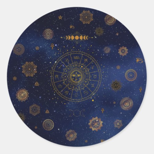 Magical Symbols of Protection Mandala Pagan Witch Classic Round Sticker