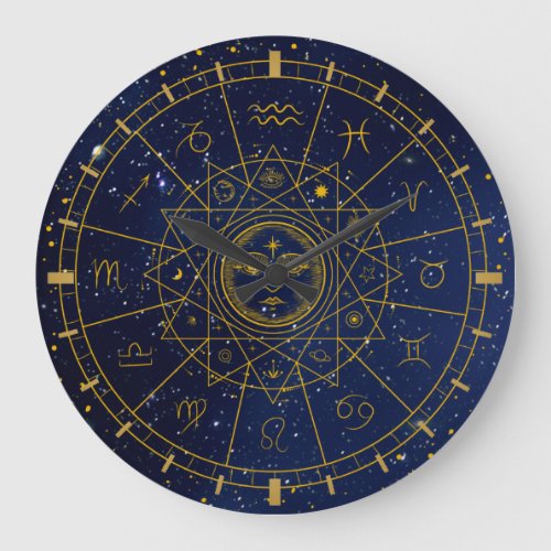 Magical Symbols of Protection Mandala Pagan Witch Large Clock