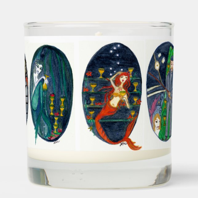 Magical Tarot Candle: Cups (Merpeople)  Scented Candle (Back)