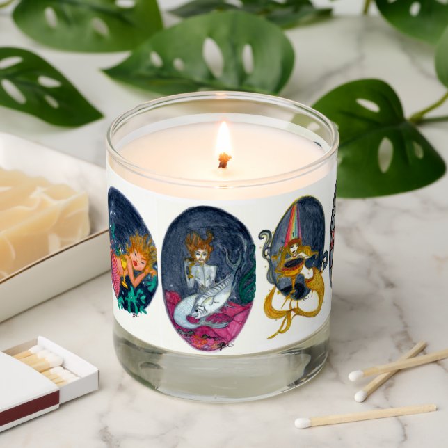 Magical Tarot Candle: Cups (Merpeople)  Scented Candle (Lit)