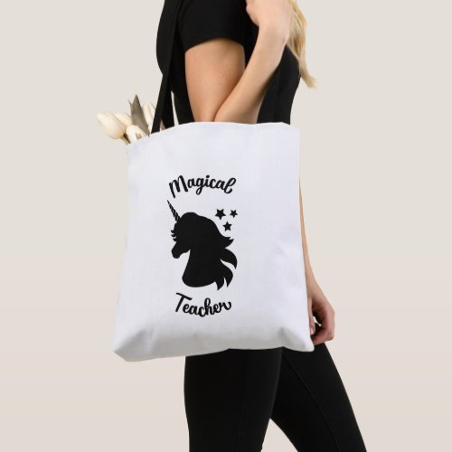 Magical Teacher Black and White Quote Tote Bag