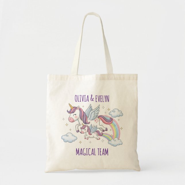 Magical Team Flying Unicorn Sisters Tote Bag (Front)