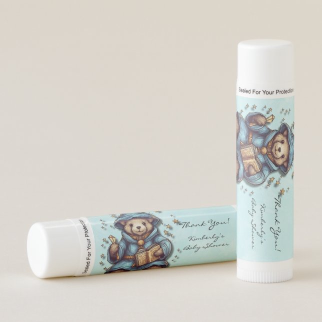 Magical Teddy Bear Boy Baby Shower Lip Balm (Front)