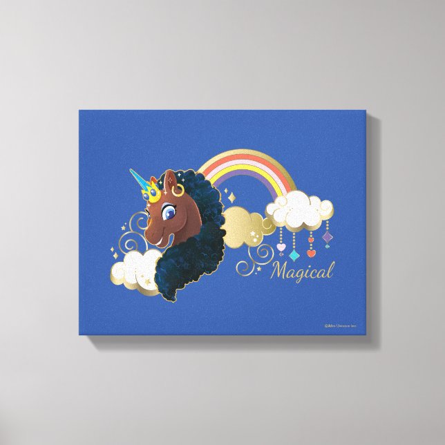Magical the Unicorn Rainbow & Clouds Design Canvas Print (Front)