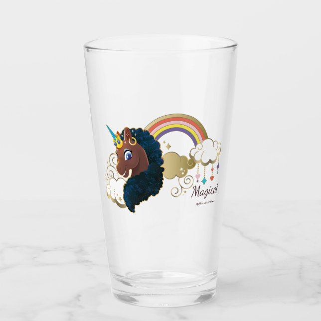 Magical the Unicorn Rainbow & Clouds Design Glass (Front)